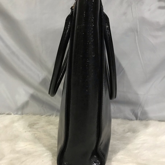 Vintage Kate Spade Black Patent Leather Long Tall Tote Shopper Bag Rare - Picture 11 of 16